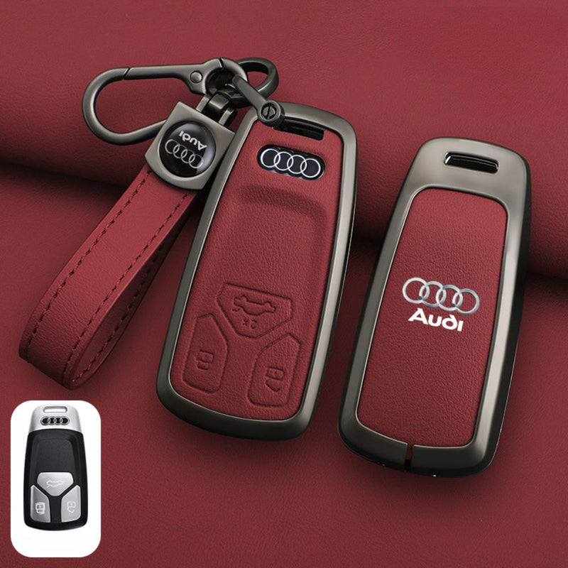 Load image into Gallery viewer, Audi Zinc Alloy + Leather Car Key Case For A4, A5, A6,A8, Q2, Q5, Q7
