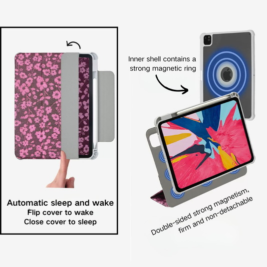 [Detachable][Built-in Pen Slot] Apple iPad 10.9/11'' 10/11th Gen (2022/2025) Floral Magnetic Double-Sided Full-Cover Protective Case - i-Station Mobile Phone & Electronic Device Repair and Accessories