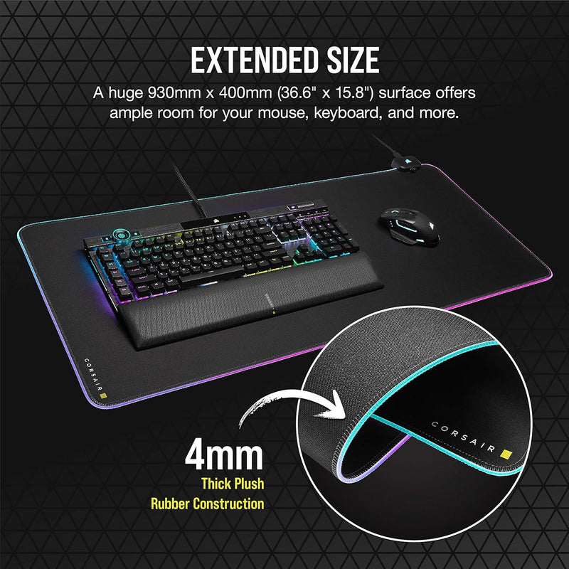 Load image into Gallery viewer, CORSAIR MM700 RGB Extended XL Cloth Gaming Mouse Pad Black CH-9417070-WW
