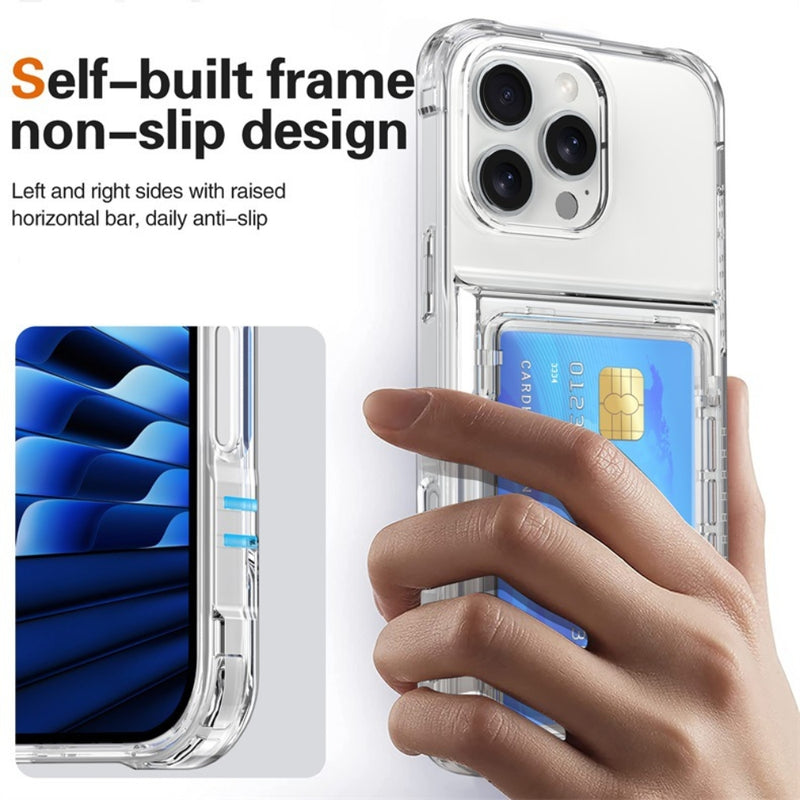 Load image into Gallery viewer, [With Card Slot] Apple iPhone 15/Plus/Pro/Max - Transparent Foldable Wallet Stand Shockproof Phone Case
