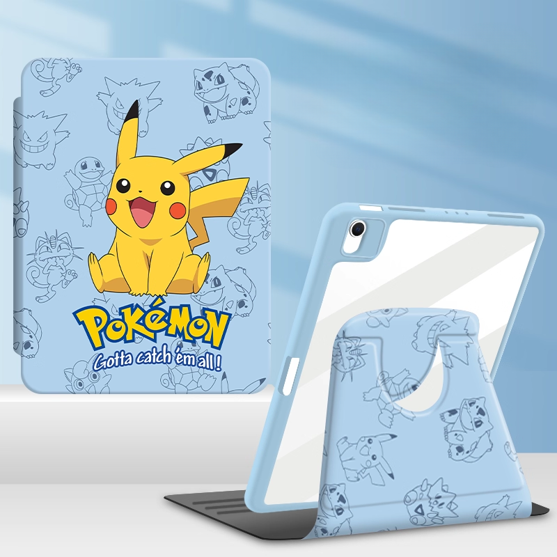 Load image into Gallery viewer, [Built-in Pen Slot] Apple iPad 7/8/9 10.2'' 7/8/9th Gen (2019/2020/2021) Pokémon Smart 360° Degree Rotate Stand Shockproof Flip Cover Case

