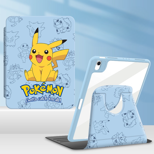 [Built-in Pen Slot] Apple iPad 7/8/9 10.2'' 7/8/9th Gen (2019/2020/2021) Pokémon Smart 360° Degree Rotate Stand Shockproof Flip Cover Case