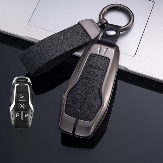 Ford Zinc Alloy Leather Folding Key Case For Ranger, Mustang, Everest, Escape, Puma, Transit, Focus, Fiesta, Ranger Raptor, Mondeo