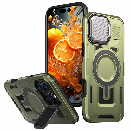 [Built-in Stand & Camera Protector & Magsafe] Apple iphone 16/16 Plus/16 Pro/16 Pro Max - Shield Shockproof Rugged Heavy Duty Case