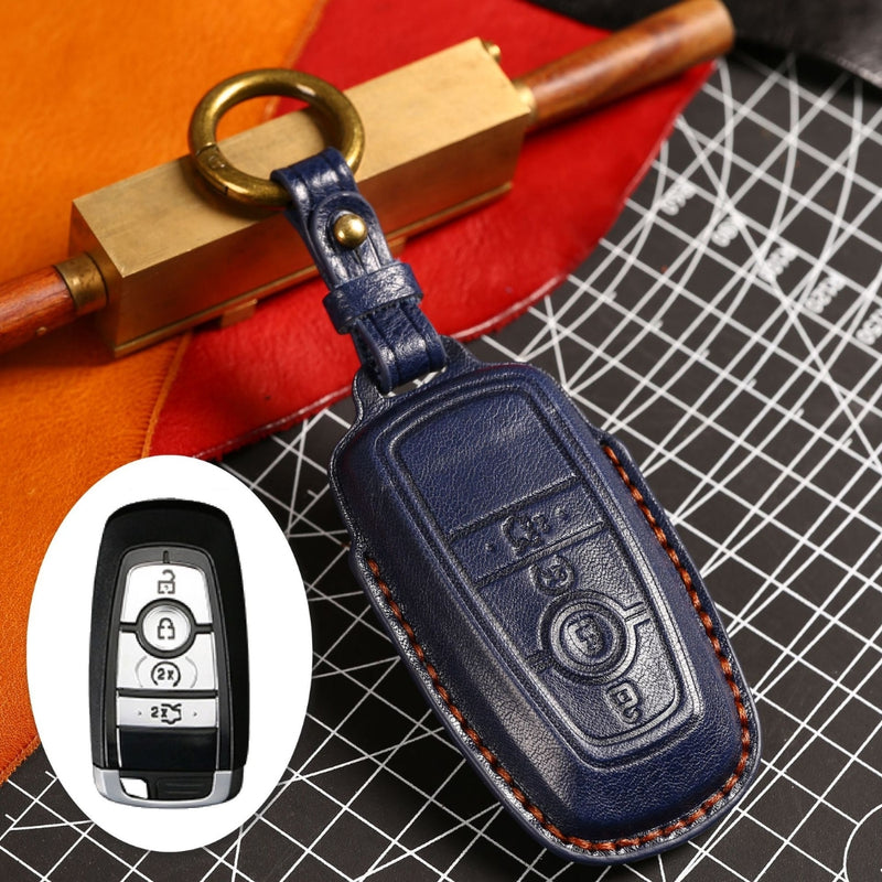 Load image into Gallery viewer, Ford Handcrafted Genuine Leather Folding Key Protective Case For Raptor F-150, Focus, Escort, Mondeo, Edge, Explorer, Mustang
