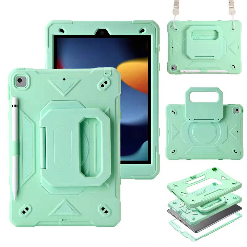 Load image into Gallery viewer, [Built-in Stand] Apple iPad 7/8/9 10.2&#39;&#39; 7/8/9th Gen (2019/2020/2021) Rotating Hand Strap Shockproof Protective Case With Pencil Slot
