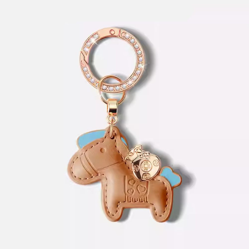 Load image into Gallery viewer, Hinne Personalized Creative Leather Keychain Rhinestone Charm &amp; Pendant
