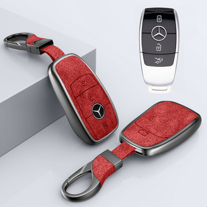 Load image into Gallery viewer, Mercedes Benz Aluminum Alloy Leather Key Protection Case For Benz A, C, E, S, G-Class, GLA, GLB, GLC, GLE, GLS, CLA, CLS, EQC
