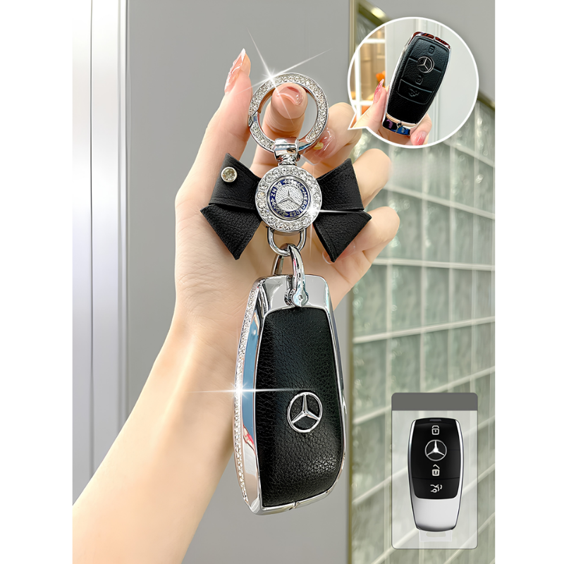 Load image into Gallery viewer, Mercedes Benz Glitter Leather Car Key Fob Case Cover For E300L, C260L, C200, GLB, A200L, S-Class, GLC260, GLE350, GLA - i-Station Mobile Phone &amp; Electronic Device Repair and Accessories
