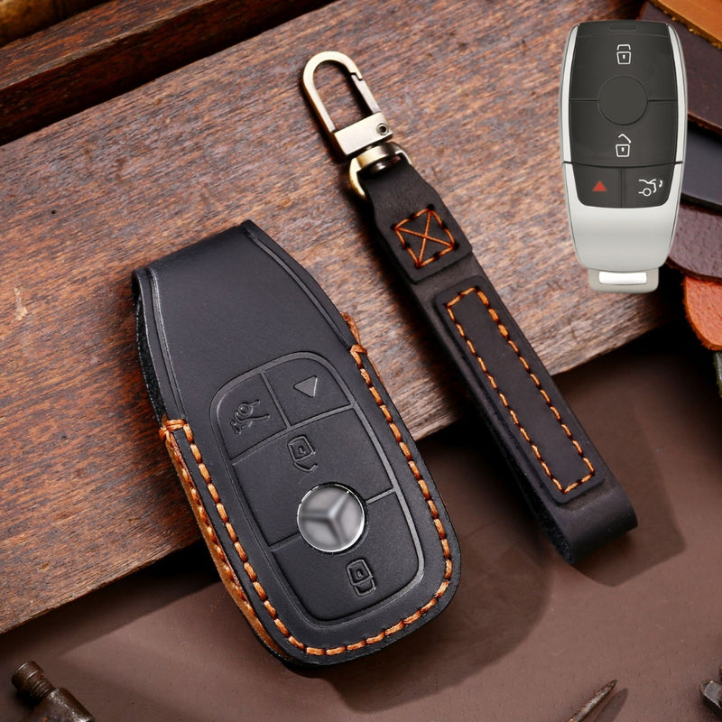 Load image into Gallery viewer, Mercedes Benz Handcrafted Genuine Leather Car Key Protective Case For Benz E-Class
