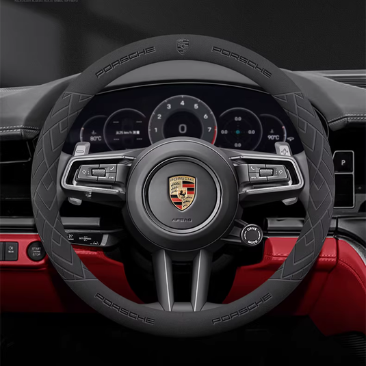 Porsche Premium Suede Steering Wheel Cover for Cayenne 718 Panamera 911 Macan - i-Station Mobile Phone & Electronic Device Repair and Accessories