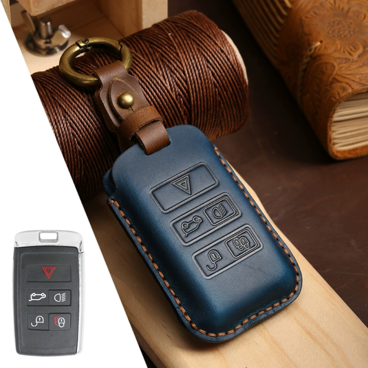 Jaguar Premium Leather Protection Car Key Fob Case Cover For XEL, XJ, F-PACE, XFL, XE, XF