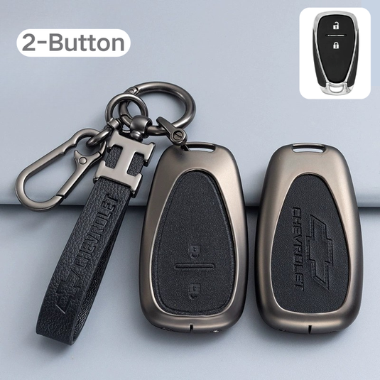 Chevrolet Zinc Alloy + PU Leather Car Key Fob Case Cover For Cavalier, Malibu, Cruze, Trax, Monza, Sail