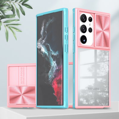 [With Slide Len Cover] Samsung Galaxy S24 SM-S921/Plus SM-S926/Ultra SM-S928 Transparent Shockproof Phone Essentials Series Case - i-Station Mobile Phone & Electronic Device Repair and Accessories