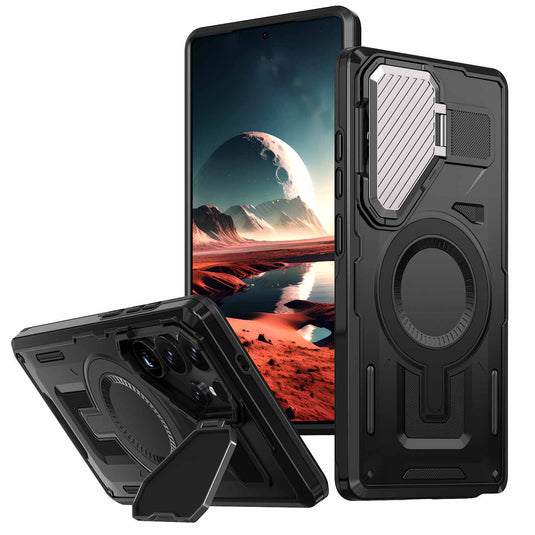 [Built-in Stand & Camera Protector] Samsung Galaxy A16 - Shield Shockproof Rugged Heavy Duty Case