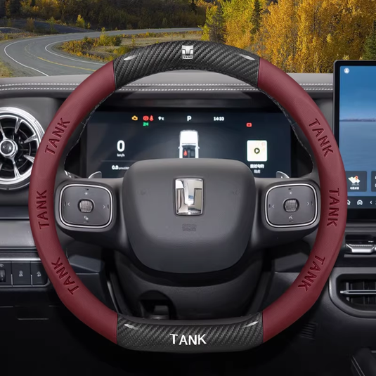 Great Wall Carbon Fiber & Nappa Leather Grip Steering Wheel Cover for Tank 300, Tank 400, Tank 500 Hi4-T
