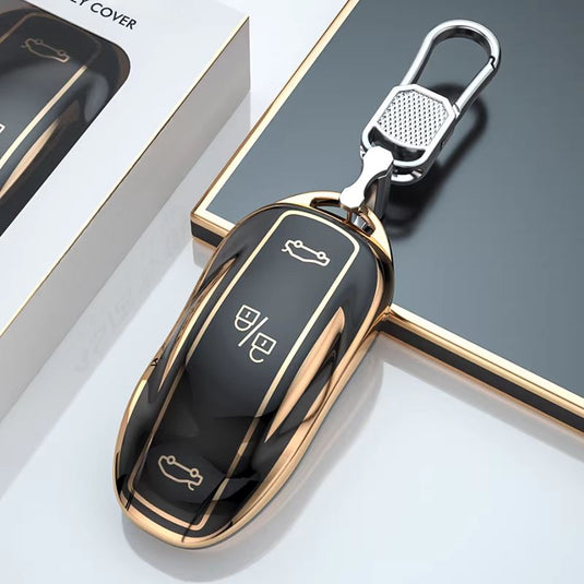 Tesla TPU + Plating Finish Car Key Fob Protective Cover Case For Model S, X
