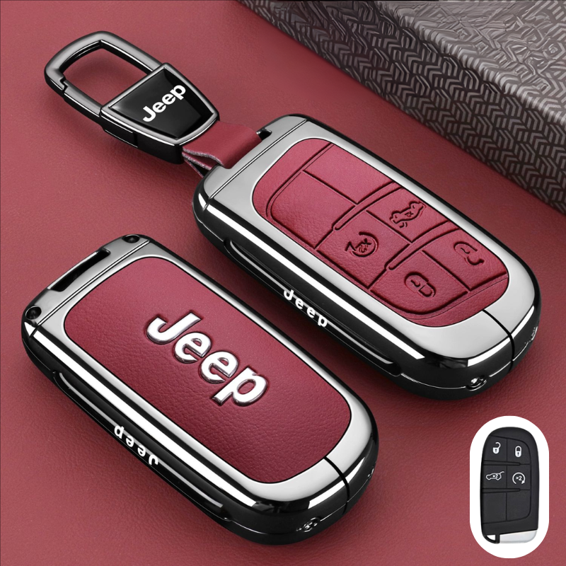 Load image into Gallery viewer, Jeep Premium Leather Protection Car Key Fob Case Cover for Grand Cherokee, Renegade, Compass, Commander, Cherokee - i-Station Mobile Phone &amp; Electronic Device Repair and Accessories
