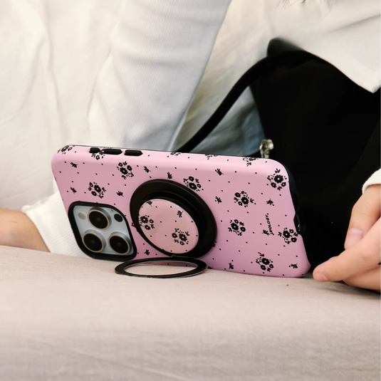 [Magsafe Compatible] Apple iPhone 17/Pro/Max - Ditsy Floral Design 2-in-1 Shockproof Phone Case with Stand