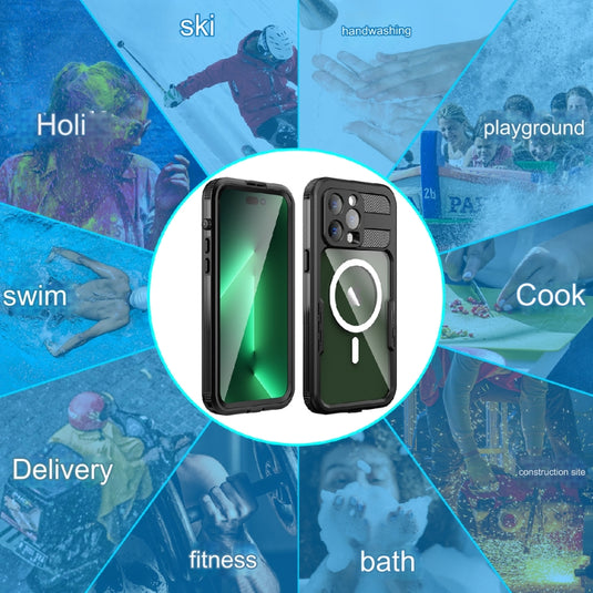 [MagSafe Compatible][Waterproof] Apple iPhone 11 / 11 Pro / 11 Pro Max - Magnetic Lifeproof Style IP68 Phone Case With Lanyard