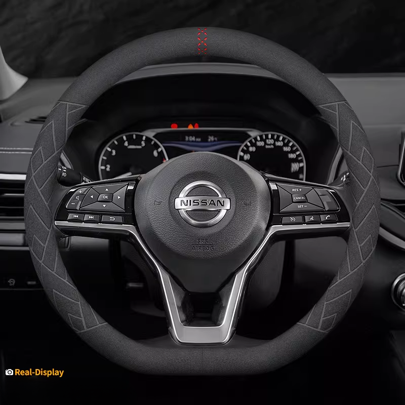 Load image into Gallery viewer, Nissan Suede Anti-Slip Steering Wheel Cover for Sylphy, X-Trail, Teana, Sunny, Tiida, Bluebird - i-Station Mobile Phone &amp; Electronic Device Repair and Accessories

