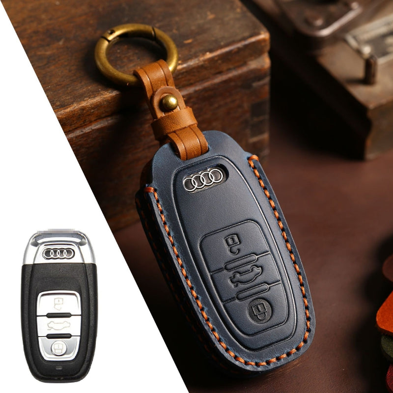 Load image into Gallery viewer, Audi Handcrafted Genuine Leather Car Key Protective Case For A3, A4, A5, A6, A8, Q2, Q5, Q7, Q8, e-tron
