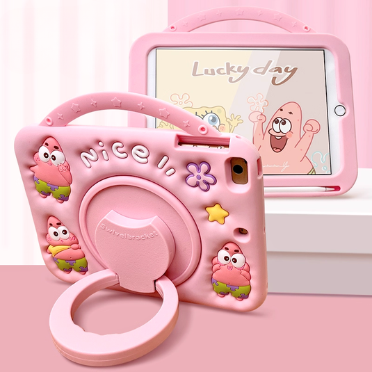 [Built-in Ring Holder][With Pen Slot] Apple iPad 10.9/11'' 10/11th Gen (2022/2025) SpongeBob Cartoon Silicone Anti-Drop Protective Case