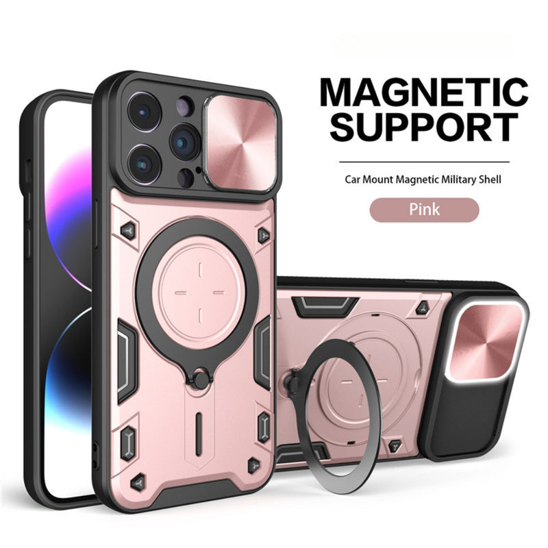 Load image into Gallery viewer, [Built-in Stand][With Slide Lens Cover] Apple iPhone 16/Plus/Pro/Max - Electroplating Anti-Drop Protective Shell Case
