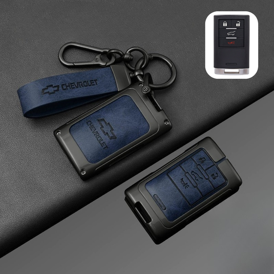 Chevrolet Zinc Alloy + PU Leather Car Key Fob Case Cover For Malibu, Equinox, Trax, Express, Silverado, Captiva