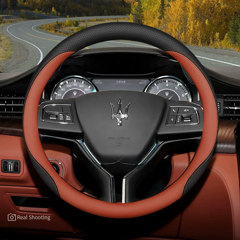 Load image into Gallery viewer, Maserati Premium Nappa Leather Breathable Ultra-Thin Non-Slip Steering Wheel Cover For Quattroporte, Ghibli, Levante - i-Station Mobile Phone &amp; Electronic Device Repair and Accessories
