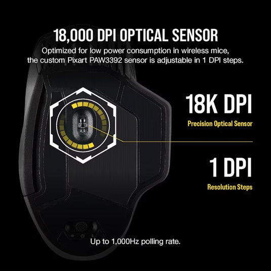 CORSAIR Dark CORE RGB PRO SE Wireless FPS/MOBA Gaming Mouse with Qi Wireless Charging – 18,000 DPI – 8 Programmable Buttons – Sub-1ms Wireless – iCUE Compatible – PC, Mac, PS5, PS4, Xbox