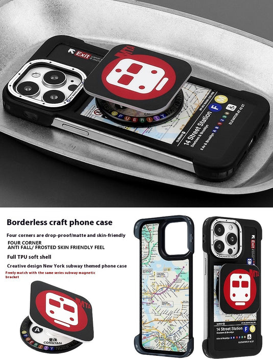 [Magsafe Compatible][With Stand] Apple iPhone 14 / Pro / Pro Max Creative design with map route patterns Shockproof Stand Series Case