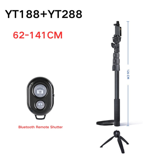 [YT088] Portable Selfie Stick Tripod With Bluetooth Remote Extendable Travel Lightweight Tripod Stand for Selfie, Live Streaming, Video Conference, Compatible With All Phones