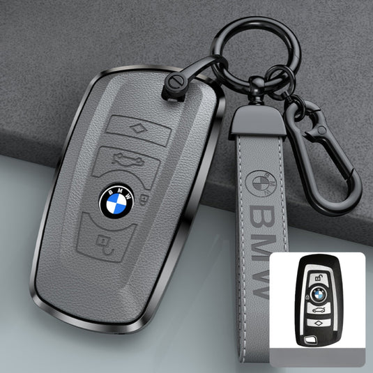 BMW Zinc Alloy + Leather Protection Car Key Case For 1, 2, 3, 5, 7 Series, X3, X5, X6