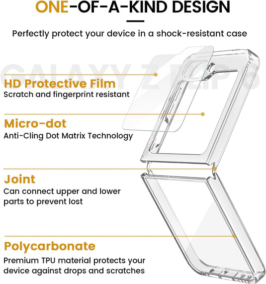 Samsung Z Flip 6 - Hard PC Ultra Thin Hinge Protection Shockproof Non-Slip Scratch-Resistant Full Protective Clear Case