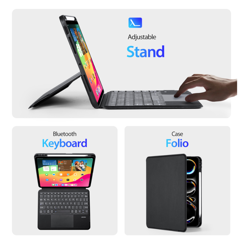 Load image into Gallery viewer, [Detachable][Built-in Pencil Slot] Apple iPad Pro 11-inch M4/M5 (2024/2025) Wireless Bluetooth Touchpad Keyboard Case with Backlit - i-Station Mobile Phone &amp; Electronic Device Repair and Accessories
