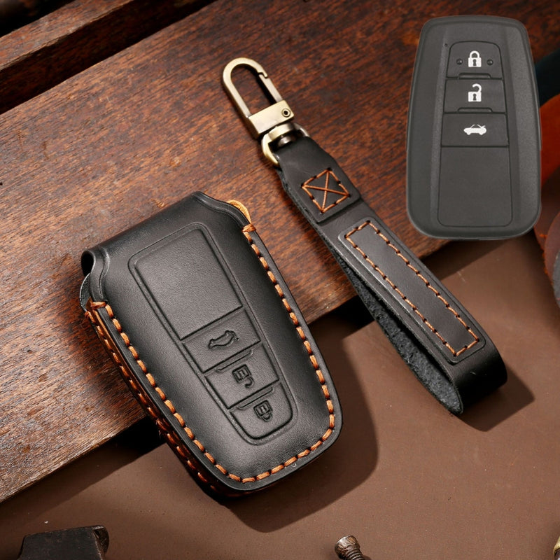 Load image into Gallery viewer, Toyota Handcrafted Genuine Leather Car Key Protective Case For Camry, C-HR, Corolla, RAV4, Avalon, Land Cruiser, Prado, Prius
