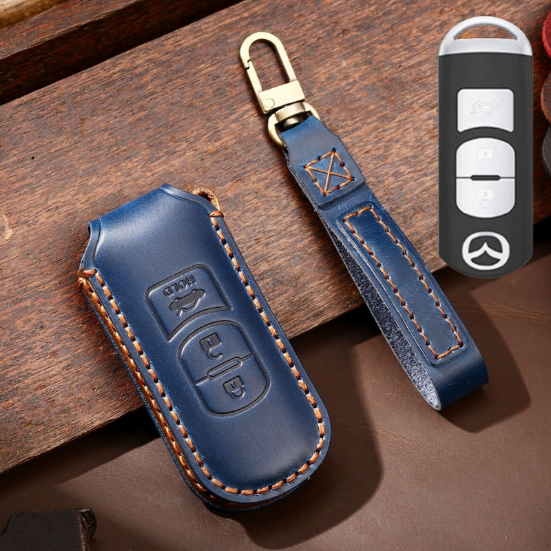 Load image into Gallery viewer, Mazda Handcrafted Genuine Leather Folding Key Protective Case For CX-5, CX-4, CX-3
