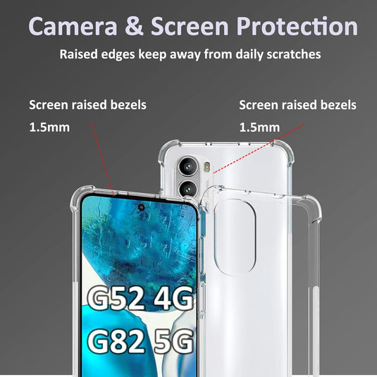 Motorola Moto G82 5G / Moto G52 - AirPillow Cushion Transparent Soft Clear TPU Four Corners Protective Case With 2PC 9H Tempered Glass Screen Protector