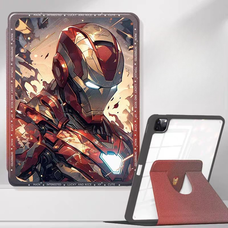Load image into Gallery viewer, [Built-in Pen Slot] Apple iPad Air 11-inch M2/5 (2024/2025) Iron Man Smart 360° Degree Rotate Stand Shockproof Flip Cover Case
