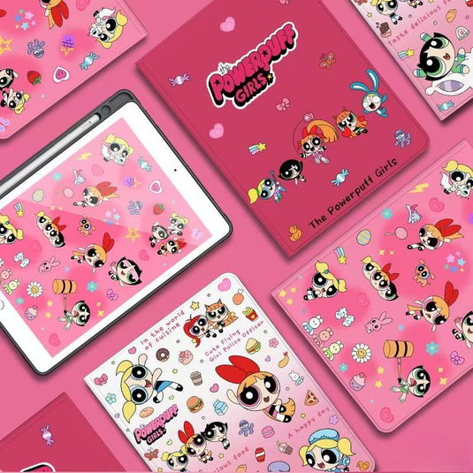 [Detachable][Built-in Pen Slot] Apple iPad 5/6 9.7'' 5/6th Gen (2017/2018) Powerpuff Girls Smart 360° Degree Rotate Stand Shockproof Flip Cover Case