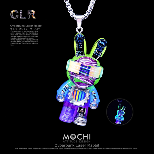 MOCHI Cyberpunk Laser Rabbit Keychain for Car Keys & Bag Pendant