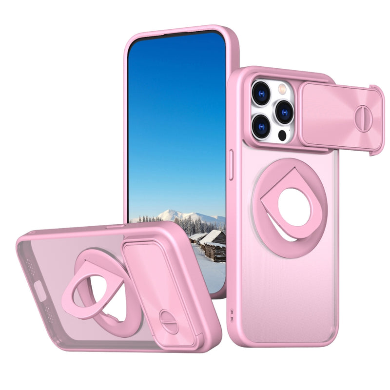 Load image into Gallery viewer, [Built-in Stand][With Slide Lens Cover] Apple iPhone 15/Plus/Pro/Max - Electroplating Anti-Drop Protective Shell Case
