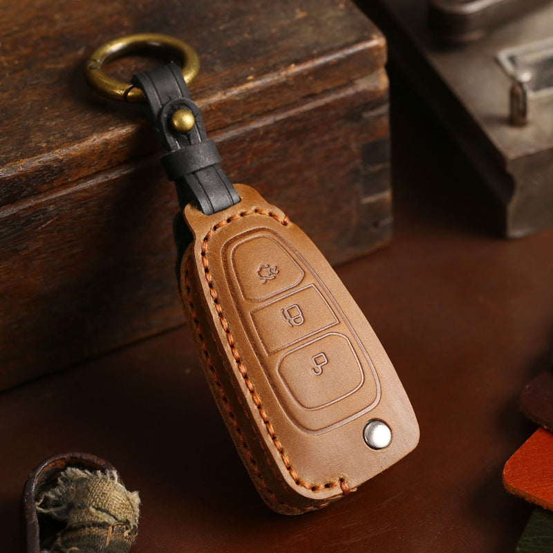 Load image into Gallery viewer, Ford Handcrafted Genuine Leather Car Key Protective Case For Kuga, Edge, Ranger, Mondeo, Focus
