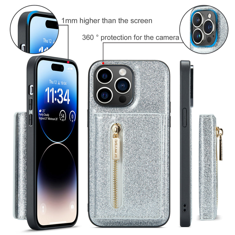 Load image into Gallery viewer, [With Card Slot] Apple iPhone 14/Pro/Pro Max/Plus Glitter Leather Shockproof Wallet Series Case
