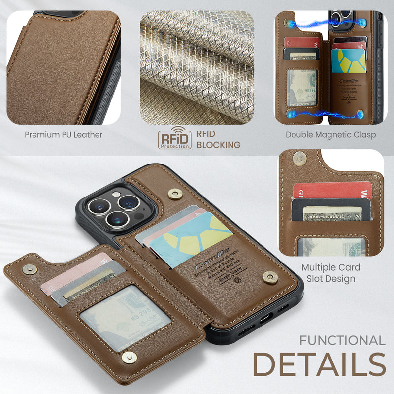 Load image into Gallery viewer, [With Card Slot] Apple iPhone 15/Plus/Pro/Pro Max RFID Flip Premium Leather Wallet Series Case
