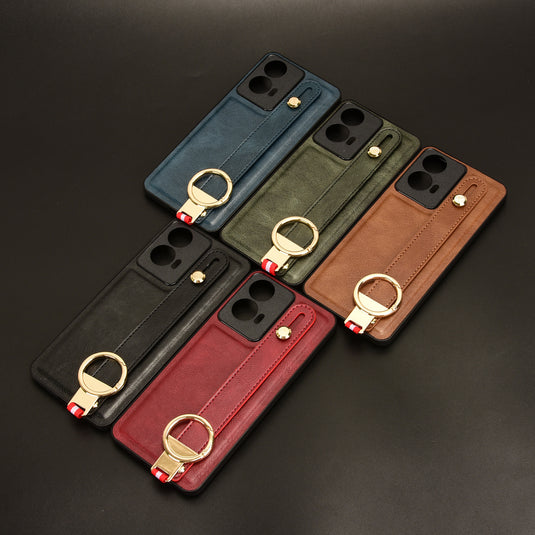 [With Ring Bracket][Built-in Wrist Wrap] Motorola Moto G04s Simple Retro Genuine Leather Series Case