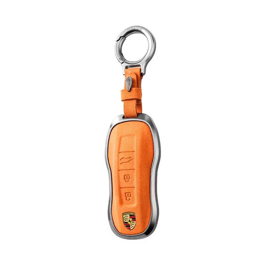 Porsche Luxury Suede Car Key Fob Case Cover For Macan, Cayenne, 911, Panamera, 718, Taycan, 992