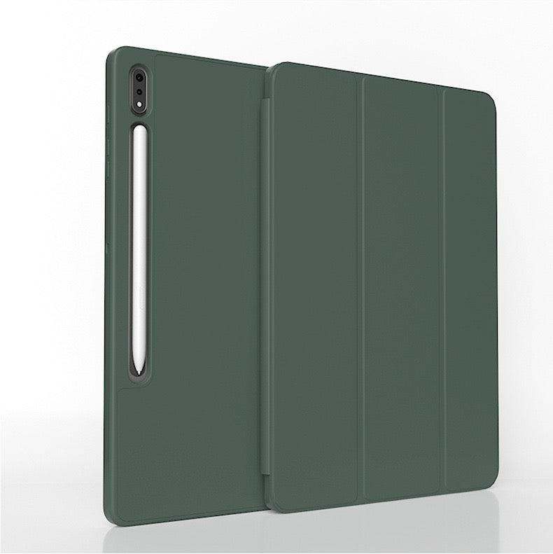 Load image into Gallery viewer, [With Pen Slot] Samsung Galaxy Tab S9 Plus &amp; S9 FE Plus (2023) 12.4&quot; - Solid Color Multi-angle TPU Flip Cover Case
