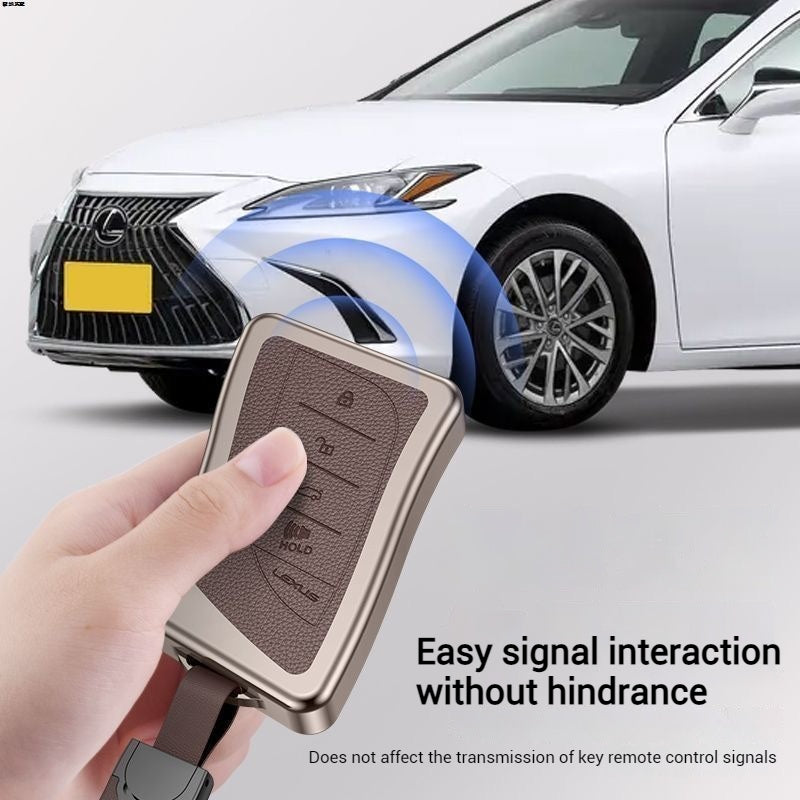 Load image into Gallery viewer, Lexus Aluminum Alloy Leather Car Key Fob Case Cover For ES200, ES300,  RX300, 350h, NX200, LX570
